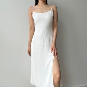 Aritzia Wilfred White Light Birch Affogato Midi Slip Dress Size 0